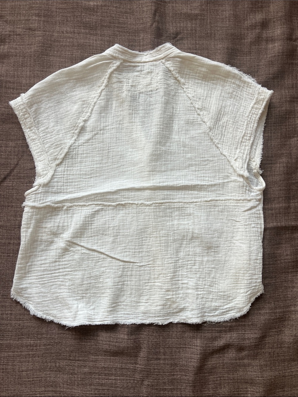 We The Free Ivory Gauze Button-Front Boxy Top - Picture 2 of 7